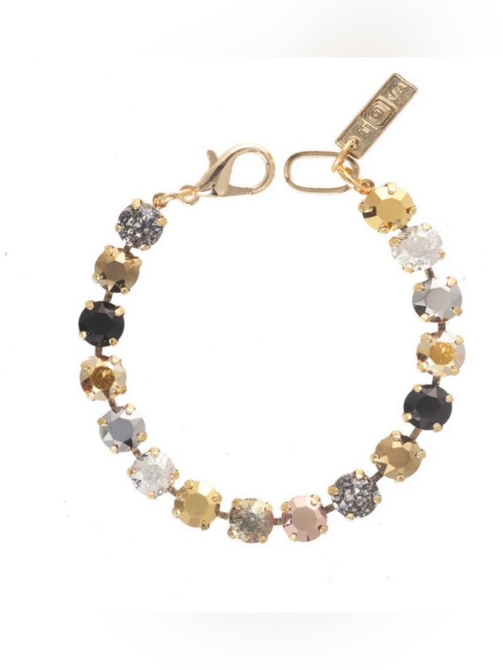 TOVA metallic Swarovski-Inspired Gold Multi-Color Crystal Tennis Bracelet